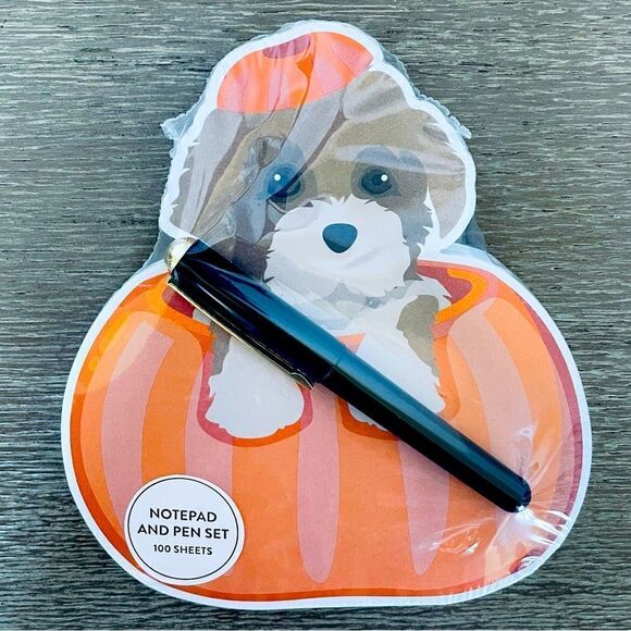 Fall Halloween Puppy Dog Notepad Pen Stationary Set - Picture 1 of 2